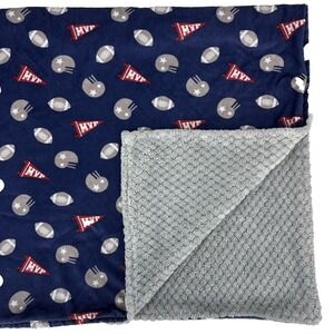 Cribmates Blue Grey Football Helmets 30"×40" MVP‎ Baby Blanket Lovey Sports